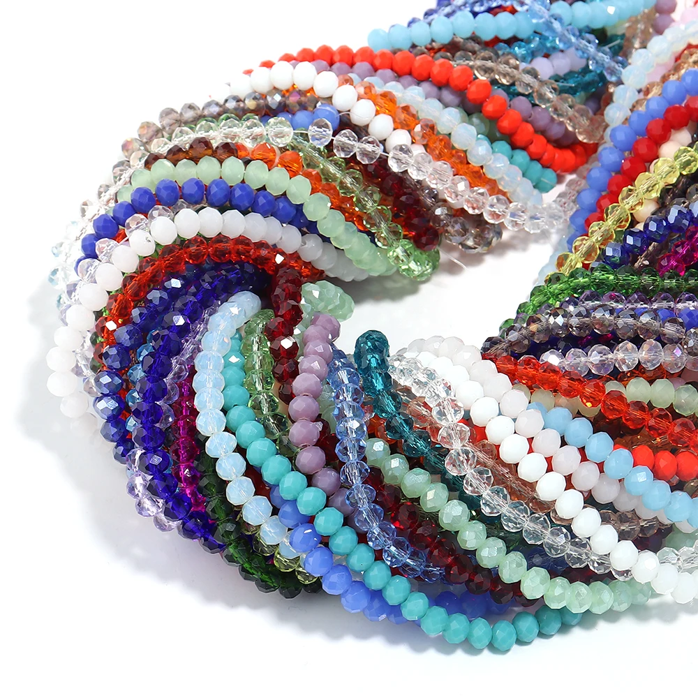 

3 4 6 8 10mm Austria Faceted Crystal Beads Multicolor Loose Spacer Flat Round Glass Beads Bracelet DIY for Jewelry Making