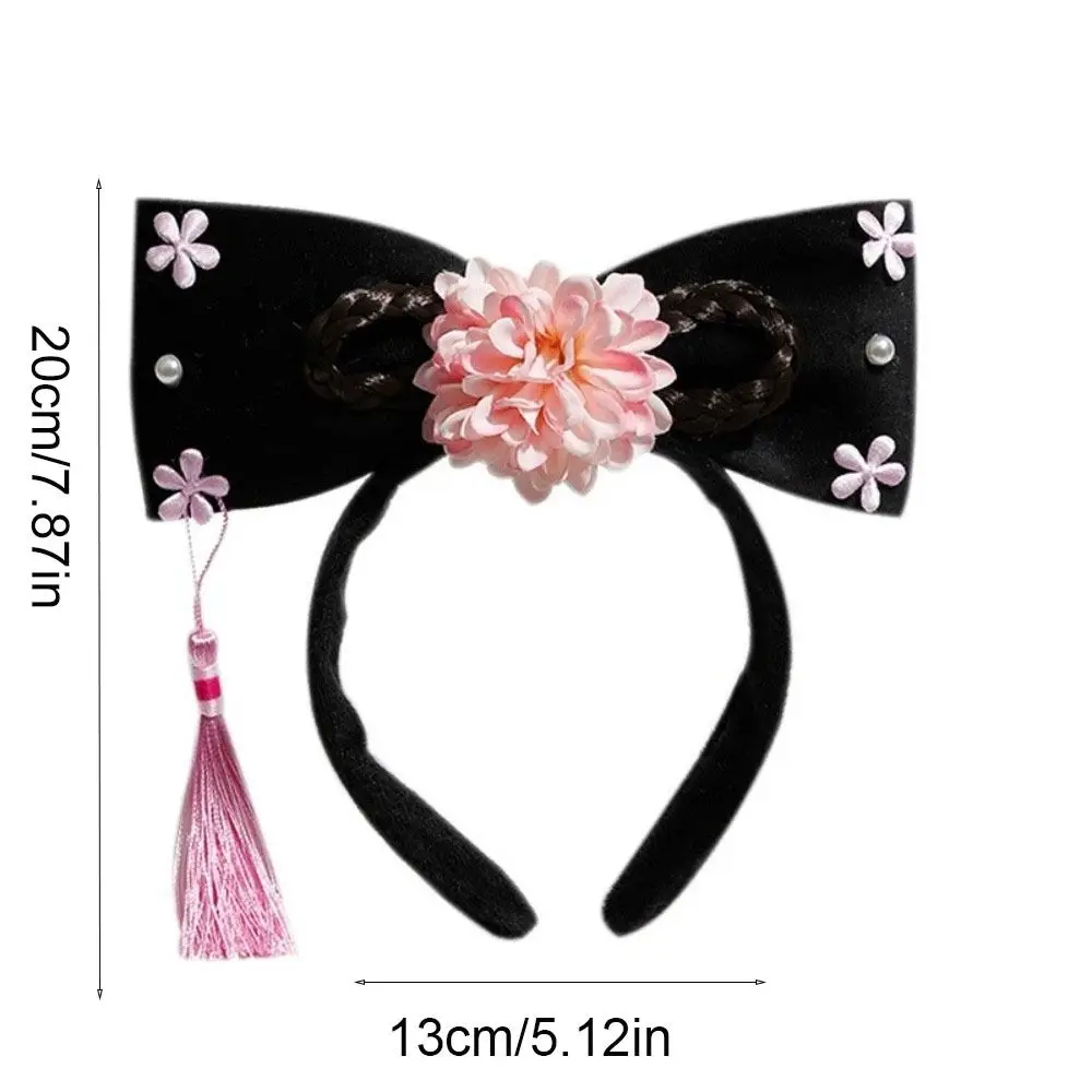 Clássico strass estilo antigo headwear pérola flor hanfu argola de cabelo pano antigo estilo chinês bandana headwear