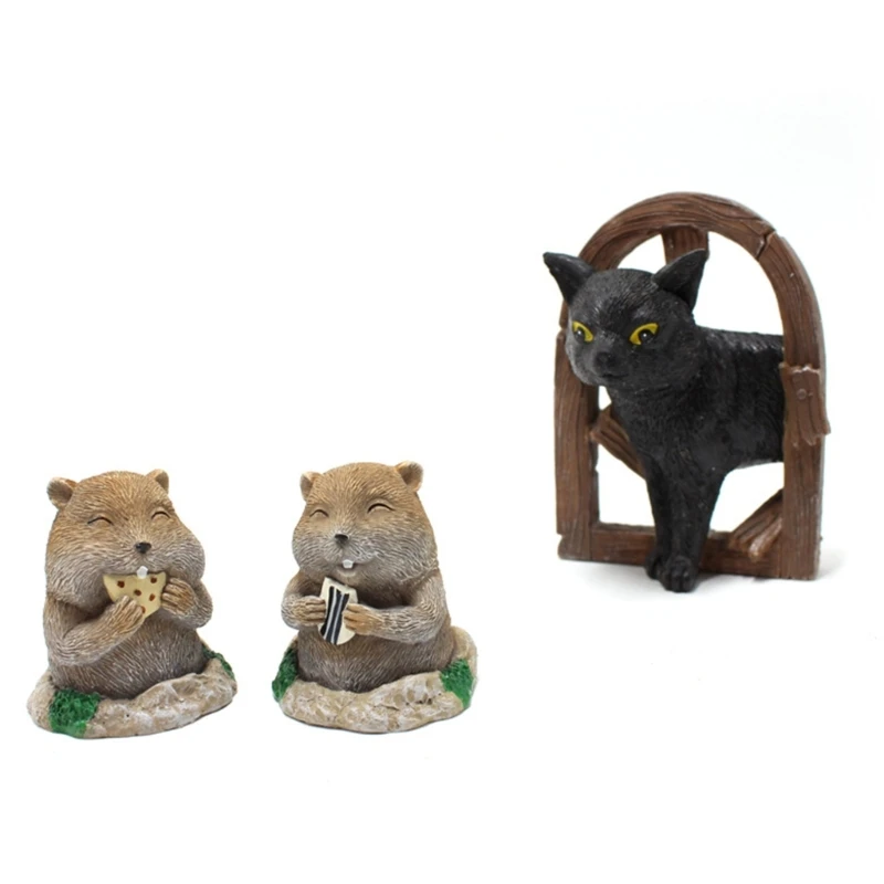 

Garden Mini Resin Kitten GophersSculpture Art Unique Decorative Pieces Floor Lawn Ornaments Home Decor for Courtyard