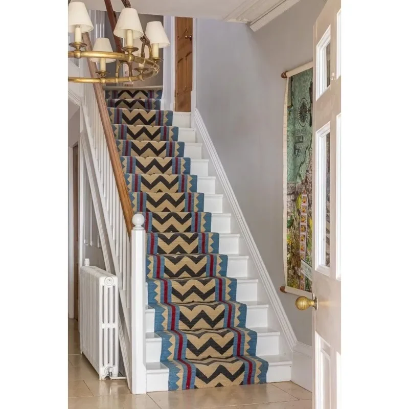 Handmade Vintage Stair Carpet Modern Flat Weave Eco-Friendly Wool