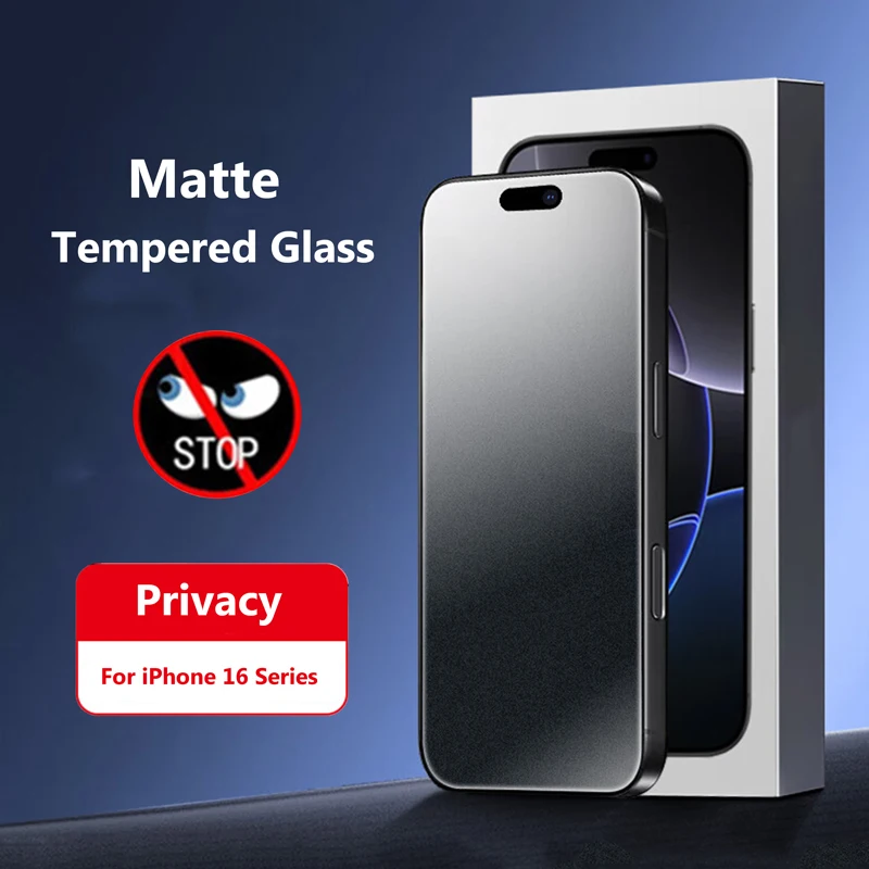 Anti-Spy Matte Tempered Film For iPhone16 iPhone 16 Pro 16Pro Max ProMax Plus 16Plus Anti-Fingerprints Screen Privacy Full Cover