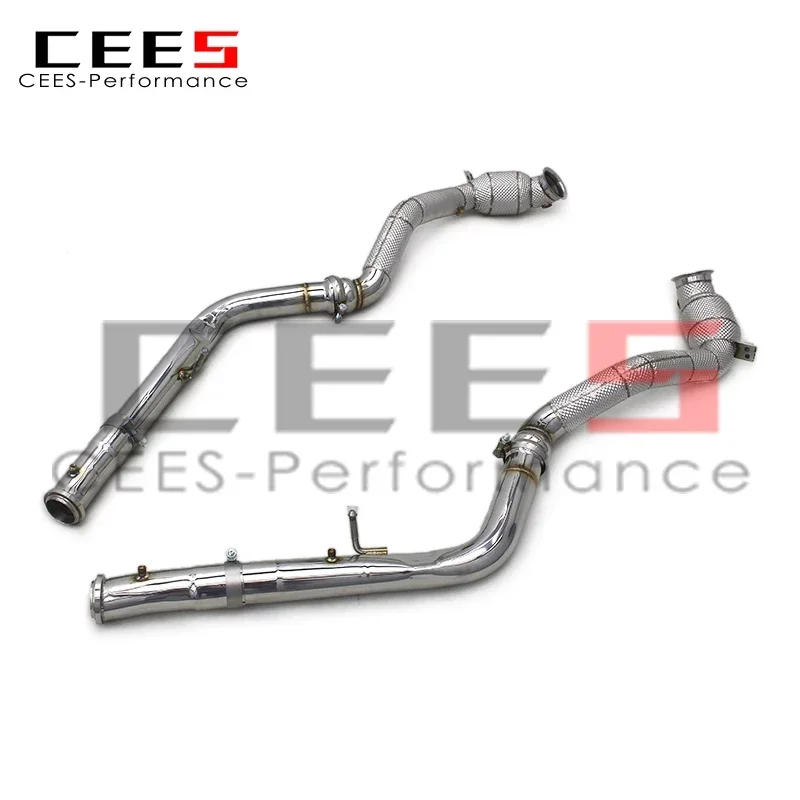 CEES Catted Exhaust Downpipe For Mercedes-Benz G63  W464 4.0T 2019-2023 Stainless Downpipes with catalyst With Heat Shield