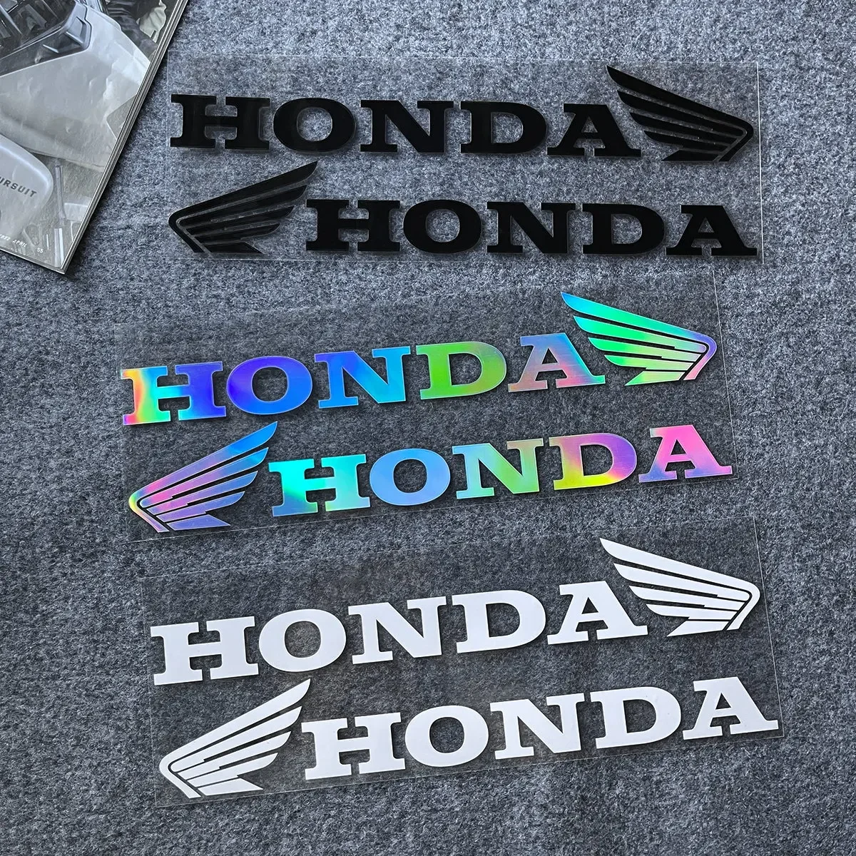 

Рождественская одна пара наклейки с логотипом Honda, светоотражающая наклейка на кузов мотоцикла, передний бампер, водонепроницаемая виниловая наклейка