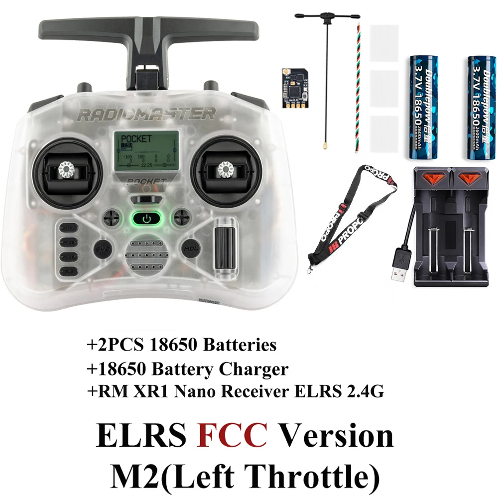 Radiomaster Pocket EdgeTX 2.4G Radio Controller FCC LBT (Mode2 Linkshänder-Drossel) CC2500 / ELRS Hall Gimbal-Sender