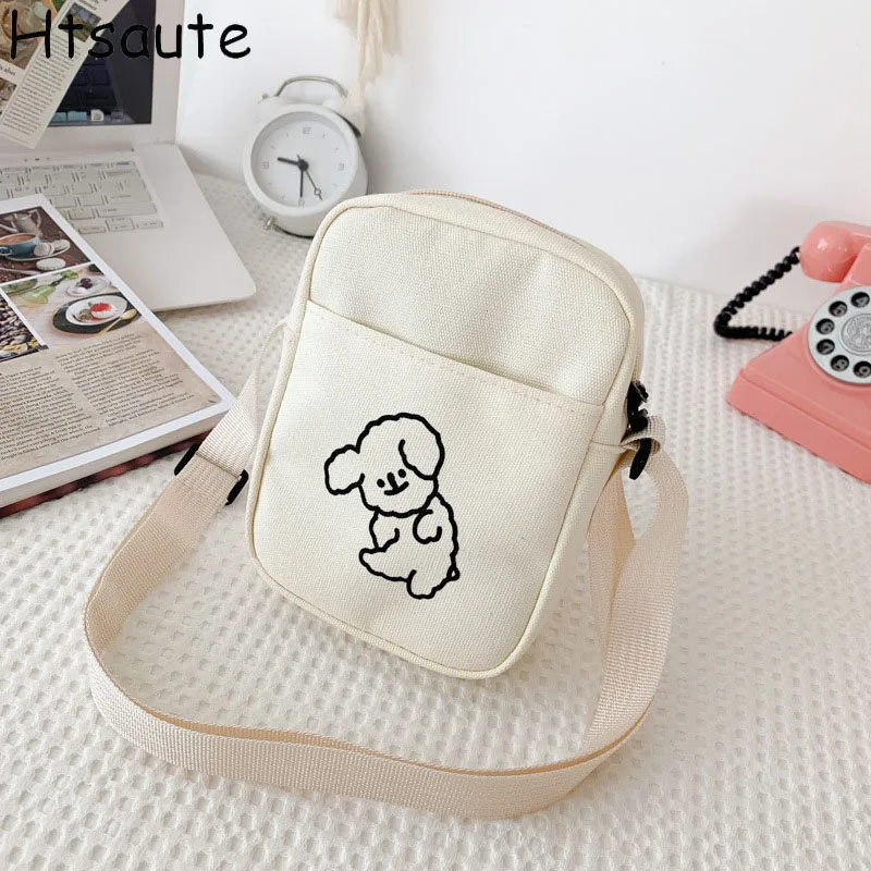 

Mini Women Canvas Shopper Bag Crossbody Shoulder Messenger Coin Purse Cartoon Cell Phone Shoulder Bags Women Handbags