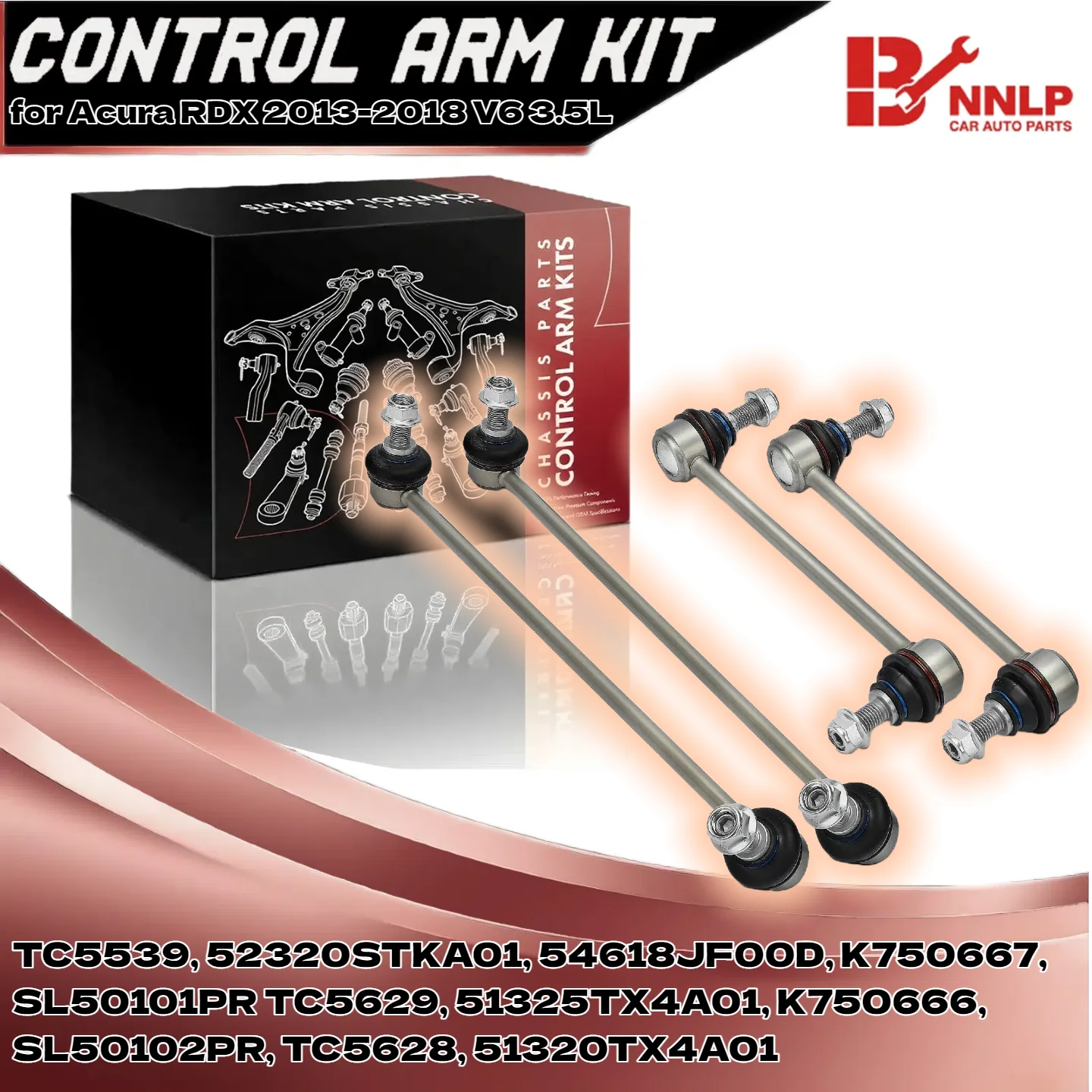 

4Pcs Front and Rear Side Stabilizer Bar Link Kit for Acura RDX 2013-2018 V6 3.5L TC5539, 52320STKA01, 54618JF00D, K750667