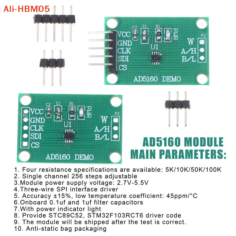 (HB05)AD5160 Digital Potentiometer Module Potentiometer AD5160 5K/10K/50K/100K 256-step Adjustable