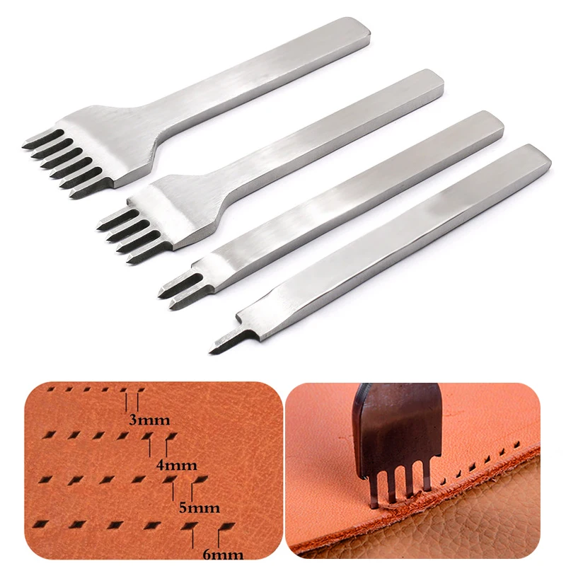 

DIY Leather Craft Punching Hole Tools Set Leather Stitching Sewing Punches 1+2+4+6 Leather Craft Spacing Punch 3/4/5/6mm