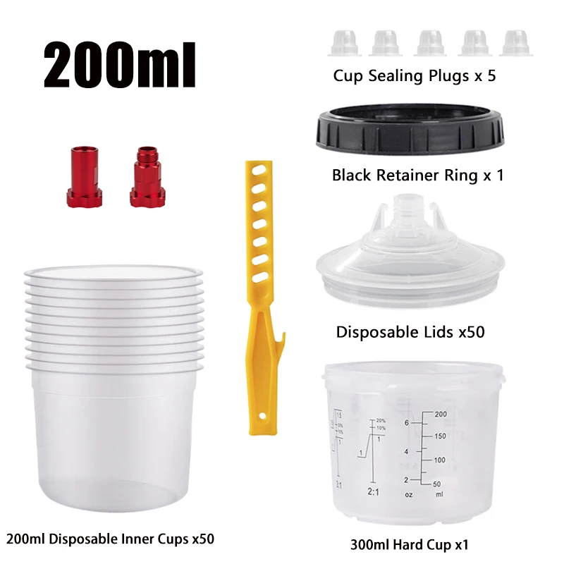 10/20/30/40/50 Pieces/Set Spray Gun Paint Mixing Cup, H/O Quick Cup, Spray Gun Reservoir, 200ml Disposable Paint Cup