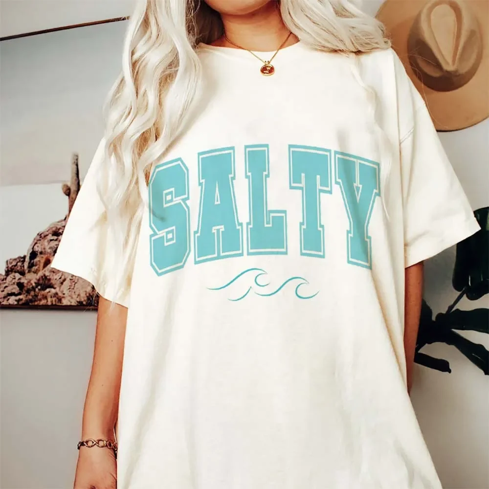 

Beach T-Shirt Cute Casual Women's Letter Printed Pattern T-Shirt Printed Fashion Style Women's Basic Trendy Versatile T-Shirt.