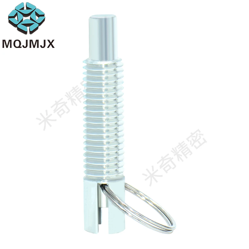 1PC Carbon Steel Zinc Plated Flat Head Indexing Plunger, Spring Loaded Quick Release Pull Ring Locating Pin