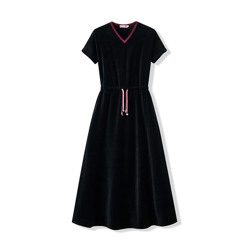 

Shabbos teen/woman dress winter robe short sleeves clothing waist 2 cord strings girls black velour dress sizes XS-XXXL
