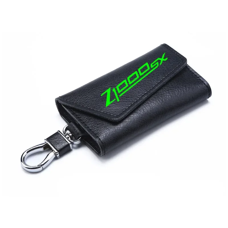 

3D cowhide Key key case Holder Chain Collection Keychain for Kawasaki Z1000 SX Z1000SX/Tourer Logo Motorcycle Badge Keyring