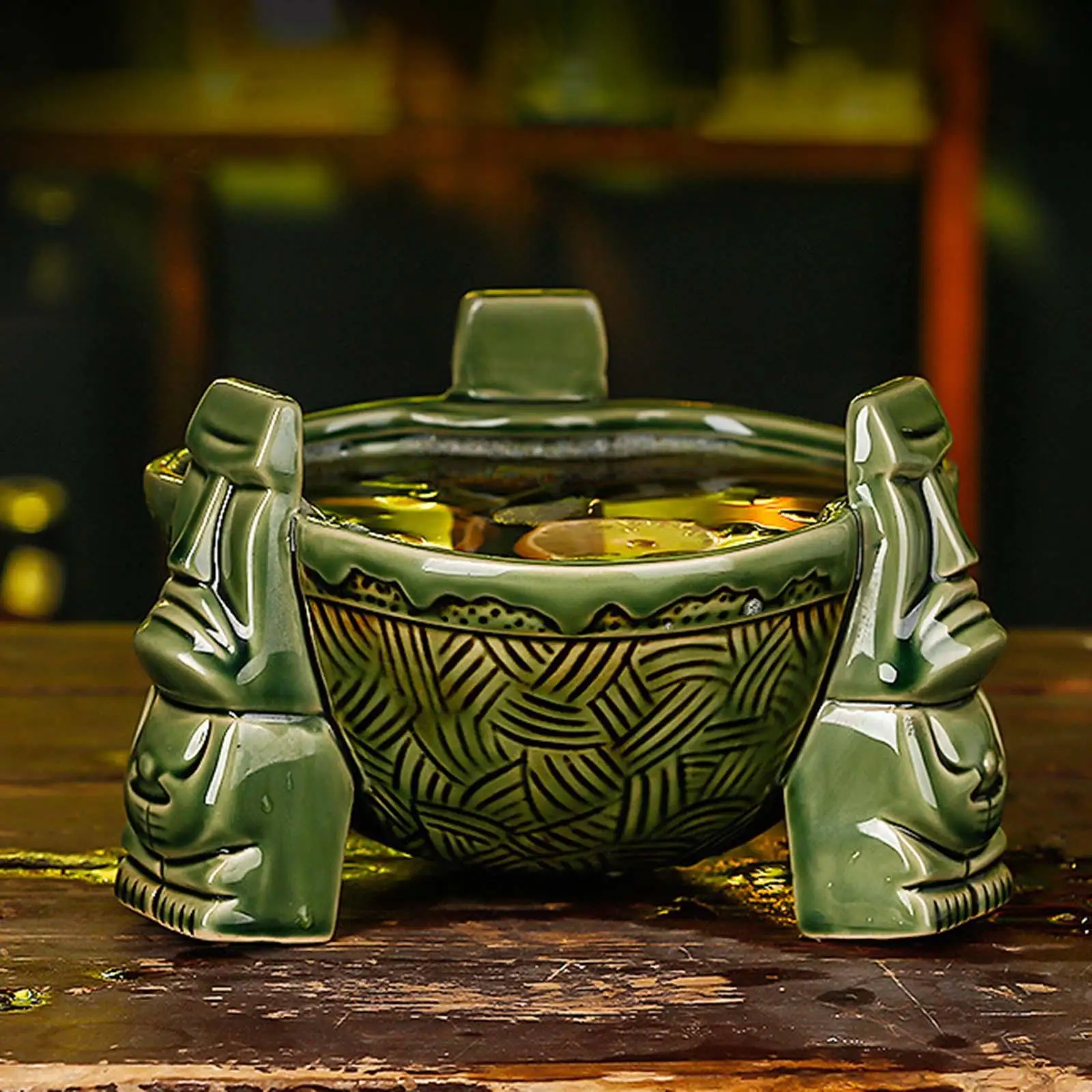 Ceramic Punch Bowl Barware 3 Legged Design Tiki Mug Beverage Mug Drinking Cup for Home Coffee Milk Juice Beer Cocktail Party Bar