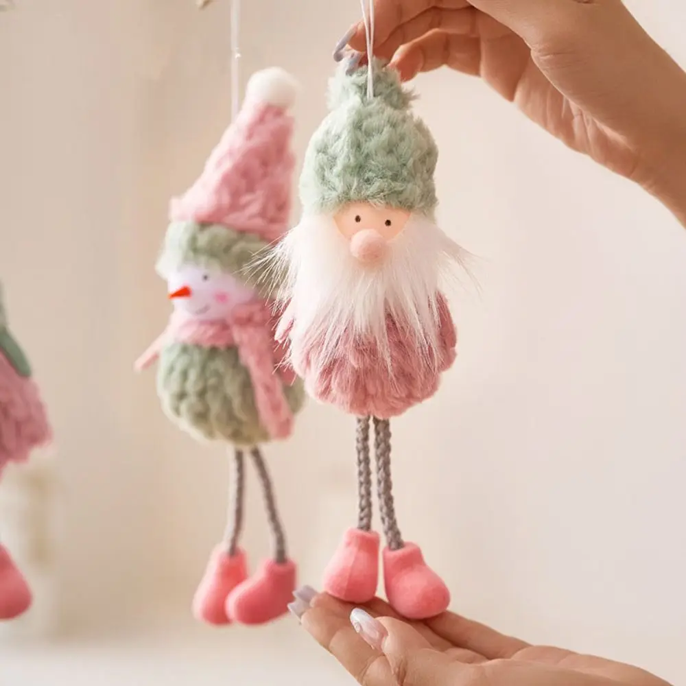 Santa Claus Christmas Plush Snowman Pendant Xmas Ornament Party Supplies Plush Doll Pendant Pink Photographic Props