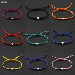 Lucky Tibetan Love Heart String Bracelets & Bangles for Women Girls Handmade Woven Rope Chain Bracelet Party Jewelry Gift 2024