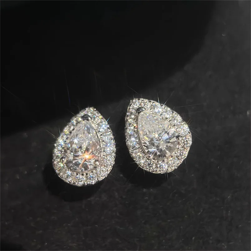 CC Stud Earrings For Women Girl White Zirconia Diamand Wedding Jewelry Brincos 925 Silver Needle Fashion Accessories E051