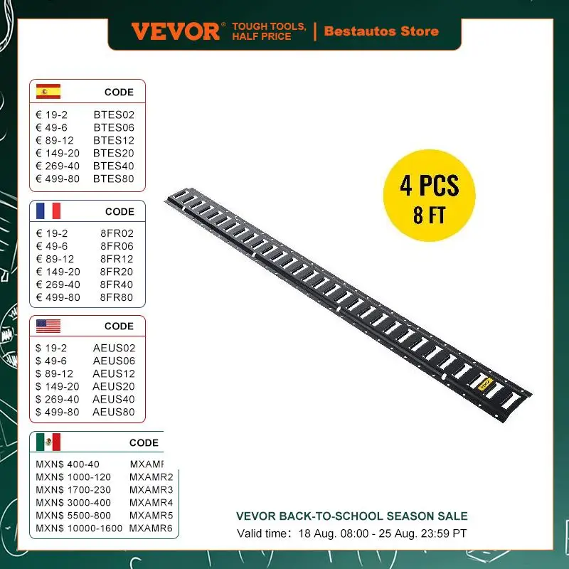 VEVOR 4/6Pcs E-Track Tie-Down Rail 5/8FT Steel Rails Compatible W/ O-Rings & D-Rings & Tie-Offs & Ratchet Straps & Hooked Chains