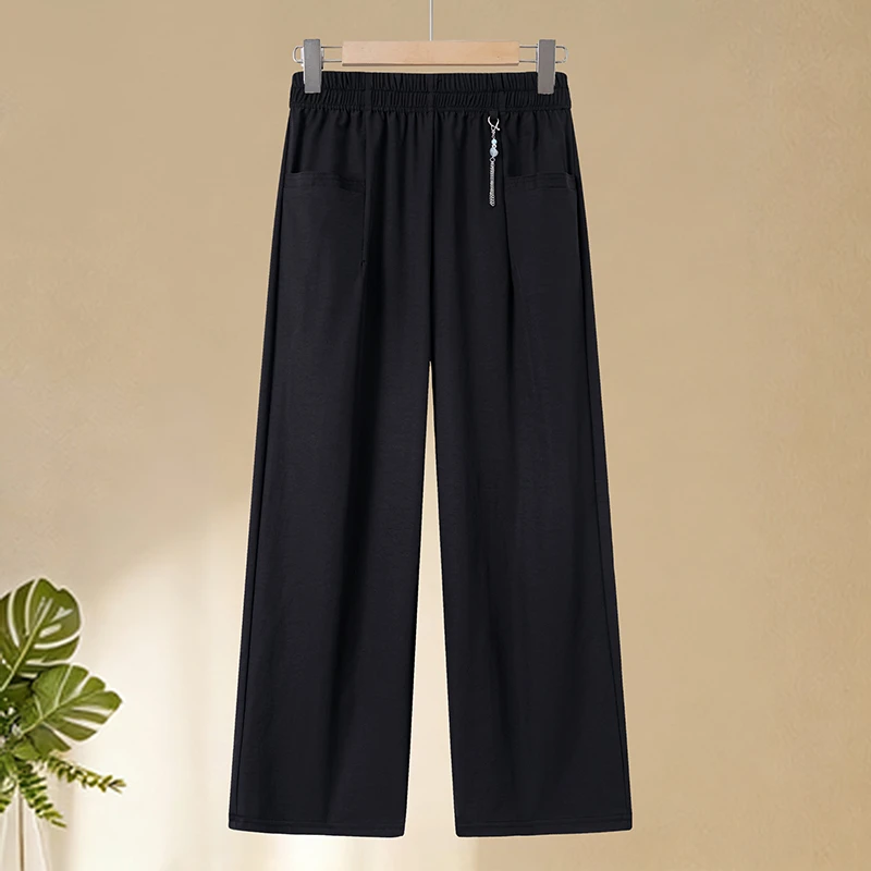 NEW Casual Pants For Women Korean Style Solid Loose Straight Pants Summer Thin Nine-Point quick-dry straight Pants