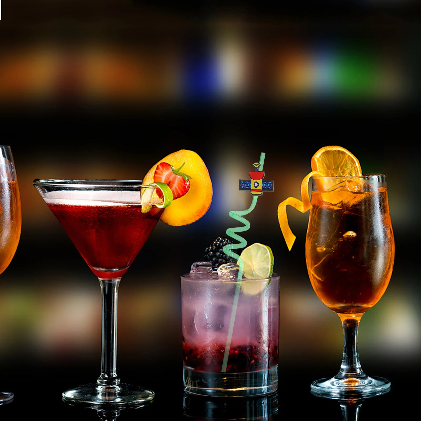 

16Pcs Space Themed Drinking Straws Curly Colorful Reusable Party Favors Fun Kids Birthday Outer Space Decorations Supplies