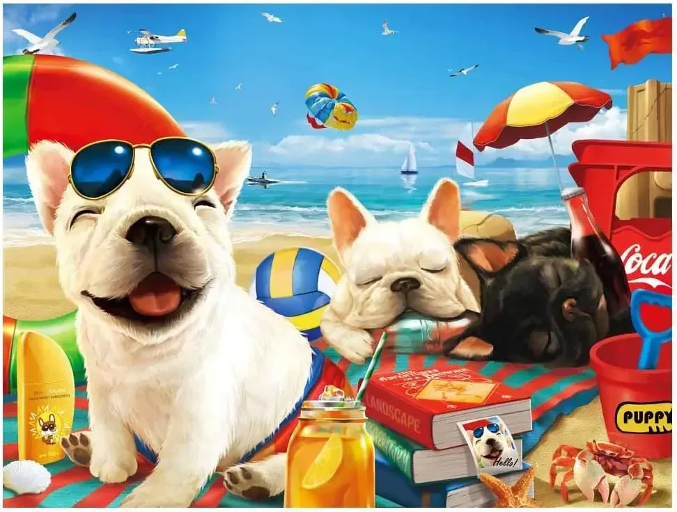 

1000/500/300 шт. пазлы для взрослых, идея, головоломка Happy Dog, расслабляющий домашний декор, образовательный подарок, семейная игра, ночь