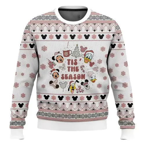 Nueva sudadera de invierno para mujer con Disney Mickey Donald Duck & Pluto ""Tis The Season"" estampado moda Street Style Sudadera con capucha