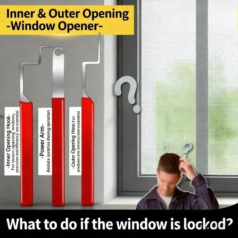 Casement Window Unlock Tool | Pry Open Jammed Stuck Lock for Internal External Glass Door Window Repair Opening Helper