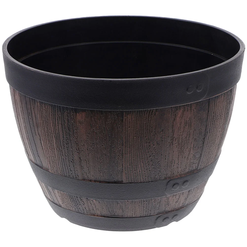 

Imitation Wooden Flower Pot Large Capacity Retro Plastic Planter For Garden Flowerpot Succulents Rustic Wooden Barrels Bucket