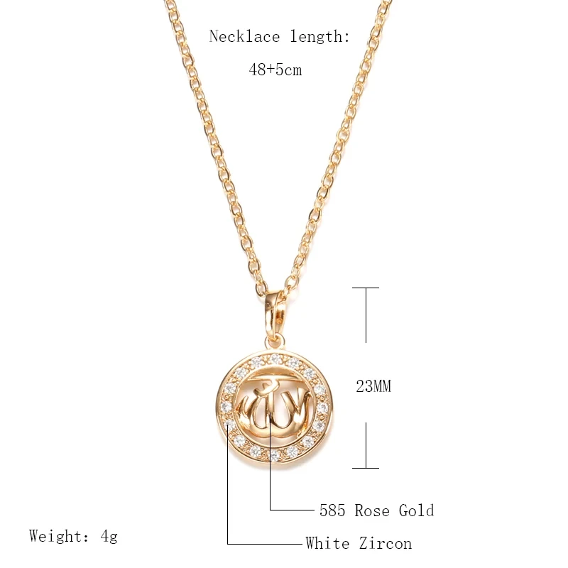 Kinel Hot Luxury Ethnic Hollow Pendants Necklaces for Women 585 Rose Gold Color Natural Zircon Accessories Daily Fine Jewelry