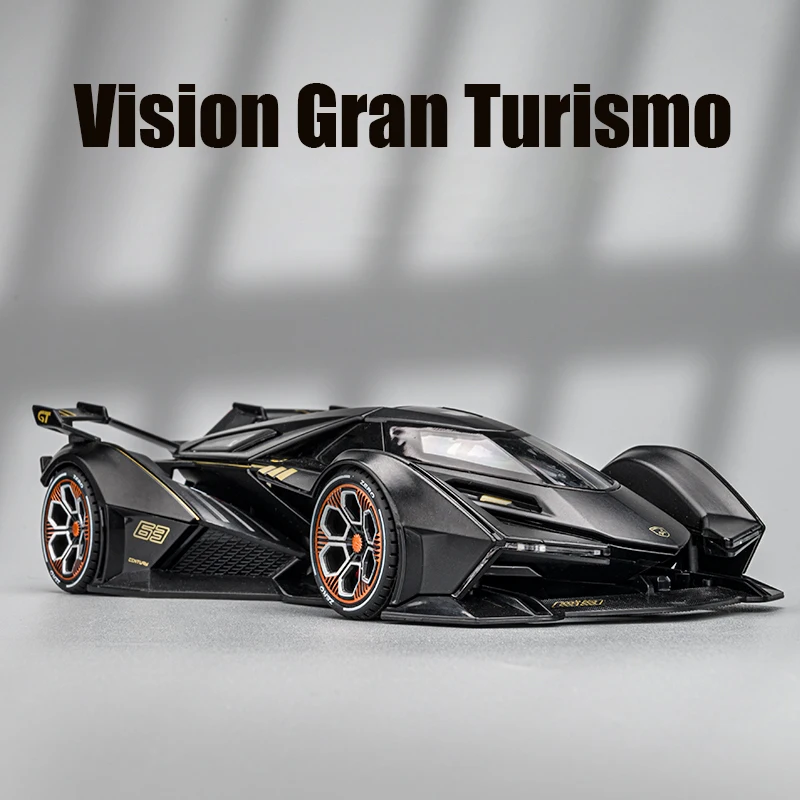 1:22 Lambos Vision Gran Turismo V12 GT Alloy Model Diecast Sound Super Racing Lifting Tail Hot Car Wheel For Children Gifts