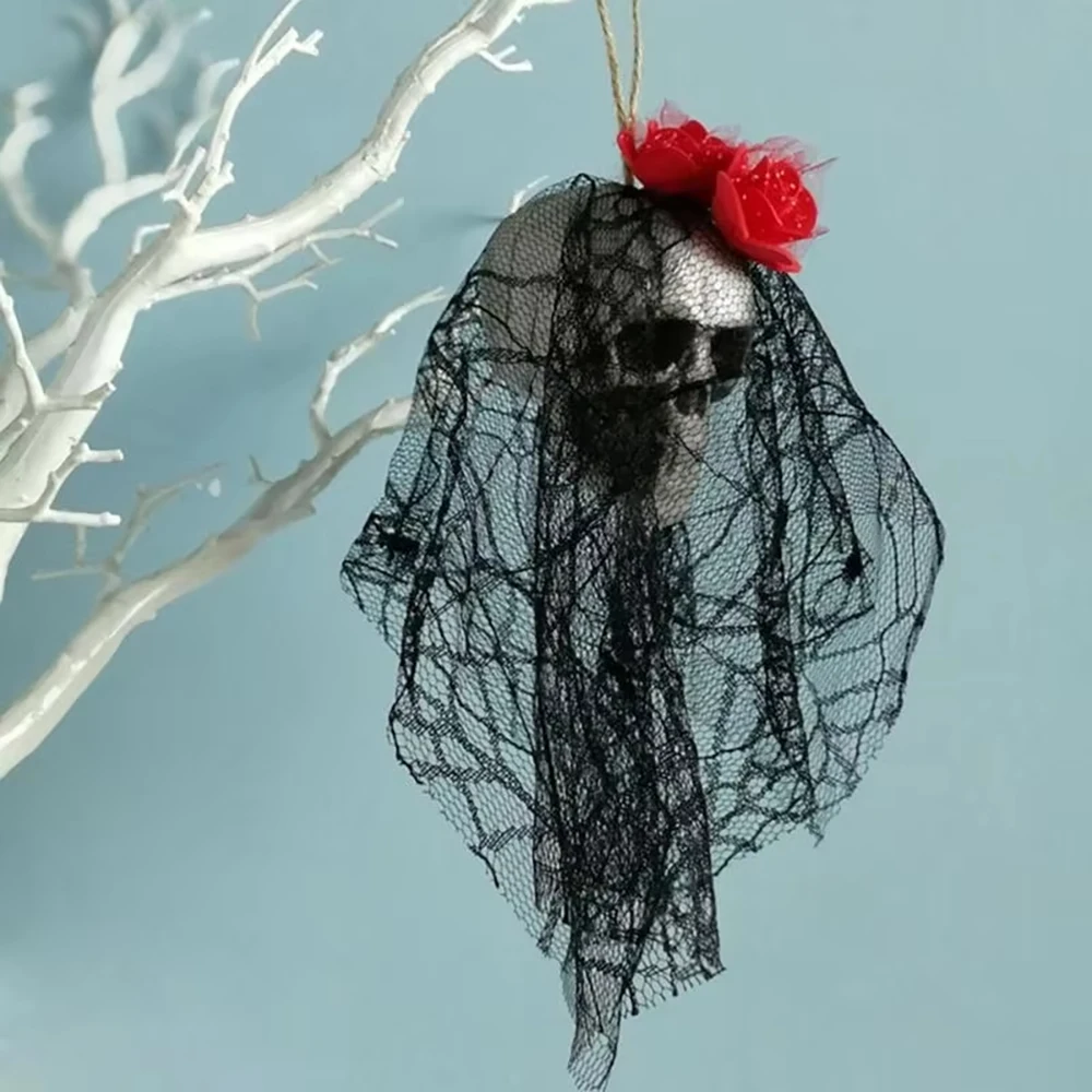 Halloween-Schädel-Dekorationen, hängende Ornamente aus Schaumstoff, Brautkleidung, Knochenkopf, Spukhaus-Horror-Dekoration, Requisiten – Detail 4