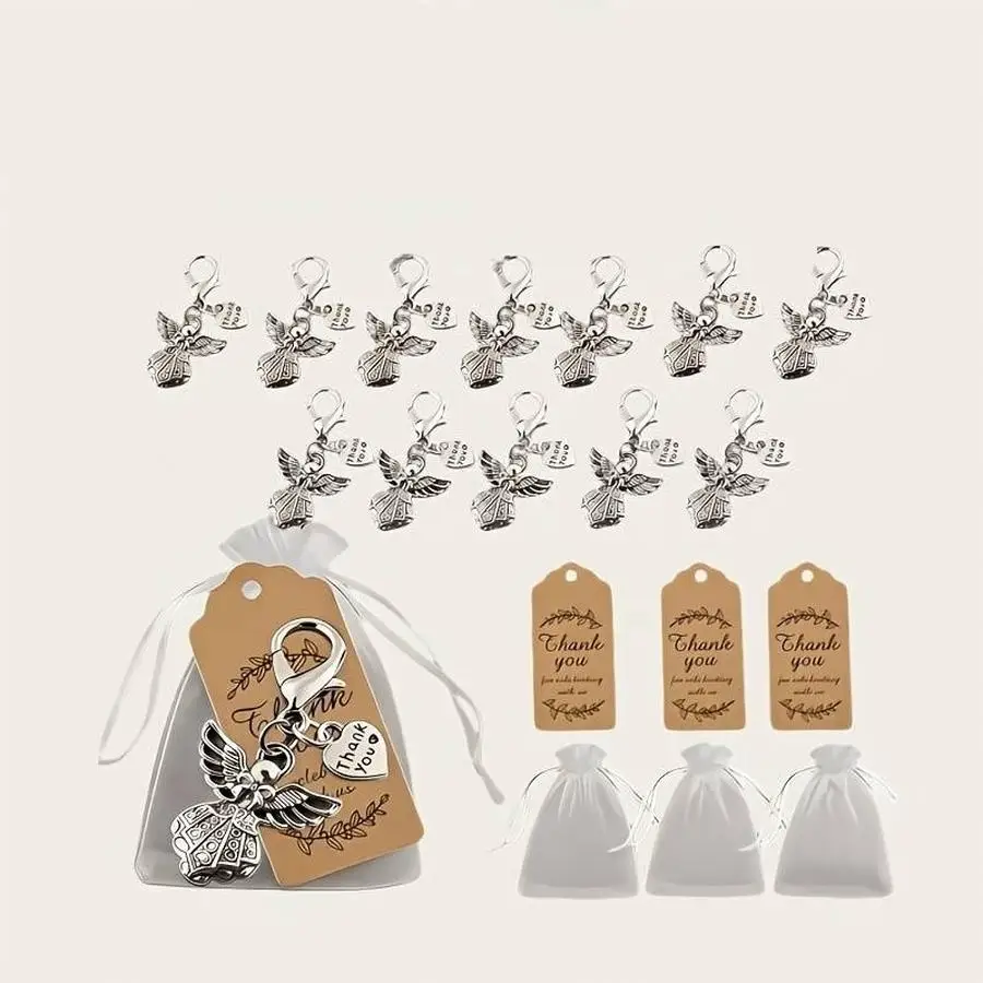 1/5/10/20/50/100pcs Gift for Her/Him: Angel Heart Series Keychain Set (36 Pieces)—A Durable and Ideal Gift, Includes 12 Keychain