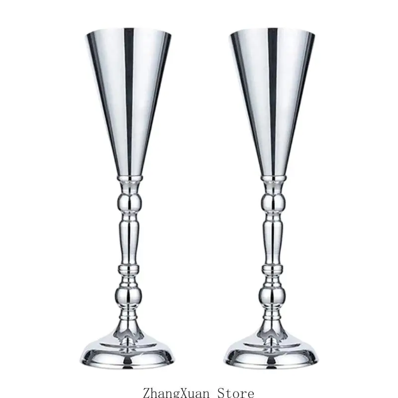 Packung mit 2 eleganten Blumenvasen aus Metall für Tischaufsätze und Heimdekoration 3XUF – Detail 9
