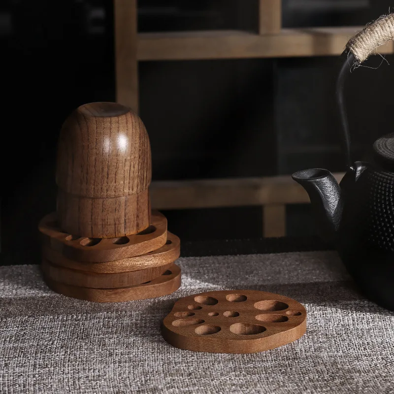 Ebony Sandalwood Placemat Creative Lotus Root Slice Coaster Insulation Pad Kung Fu Tea Coaster Home Kitchen Placemat