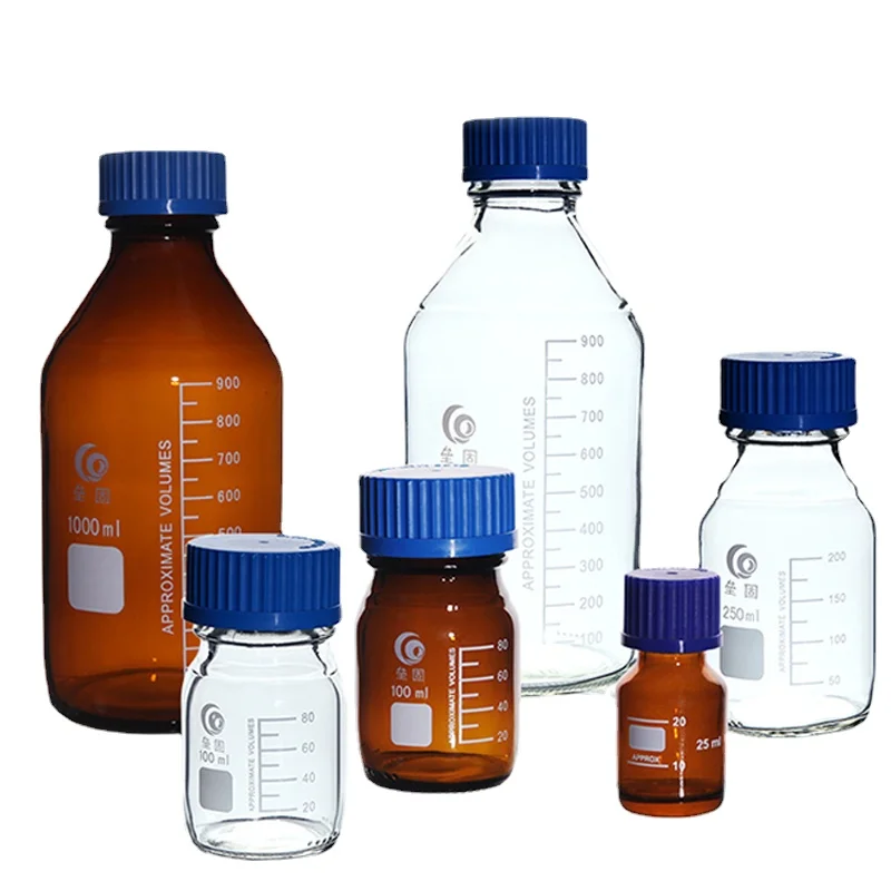 25ml To 1000ml Lab Transparent/Brown Screw Cap Reagent Bottle Sealed Bottle Glass Laboratory Sample Bottle