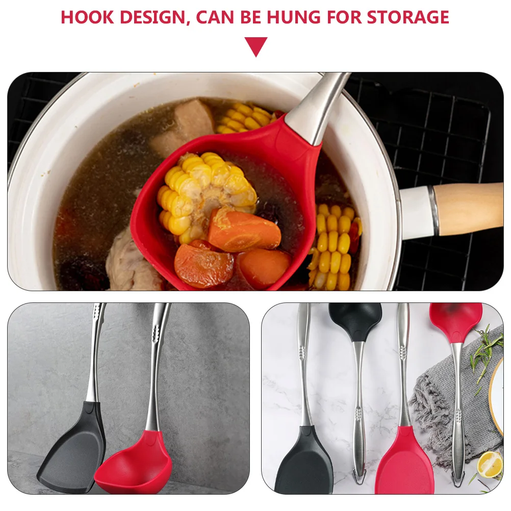 

Silicone Spoon Restaurant Soup Ladle Tablespoon Practical Red Chili Silica Gel Spoons Asian