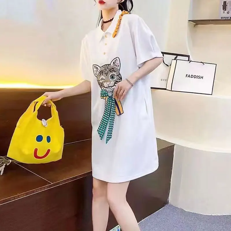 Korean Sweet Turn-down Collar Spliced Blouse Button Casual Printed Female Summer Stylish Bow Three-dimensional Decoration Shirt