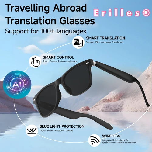 Imagen 1 del producto 2025 Nuevas gafas inteligentes con traducción AI, auriculares con llamadas Bluetooth, lentes protectoras UV, bisel conectado, gafas de sol para deportes al aire libre