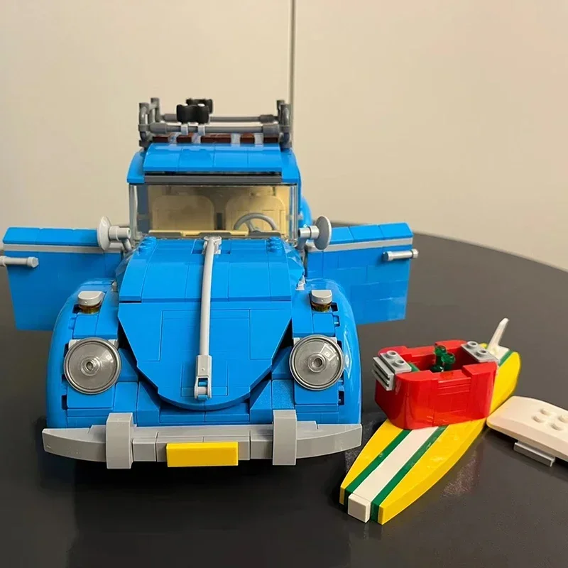 Técnico clássico carro bule besouro blocos de construção modelo campista veículo automóvel montar tijolos brinquedos presente para crianças menino