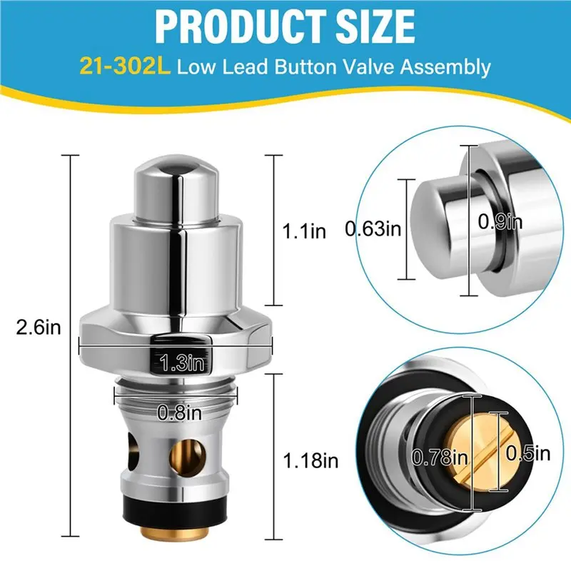 【Big deal】5X Button Valve Assembly For All Krowne Pre-Rinse Spray Heads, Knee Valve, Foot Valves, 21-302L Faucet Valve Part
