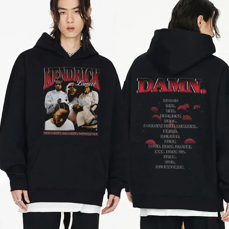 

Rapper Kendrick Lamar Vintage Printed Hoodies Men's Women's Music Album DAMN Graphic Hoodies Oversized Streetwear Sweatshirts