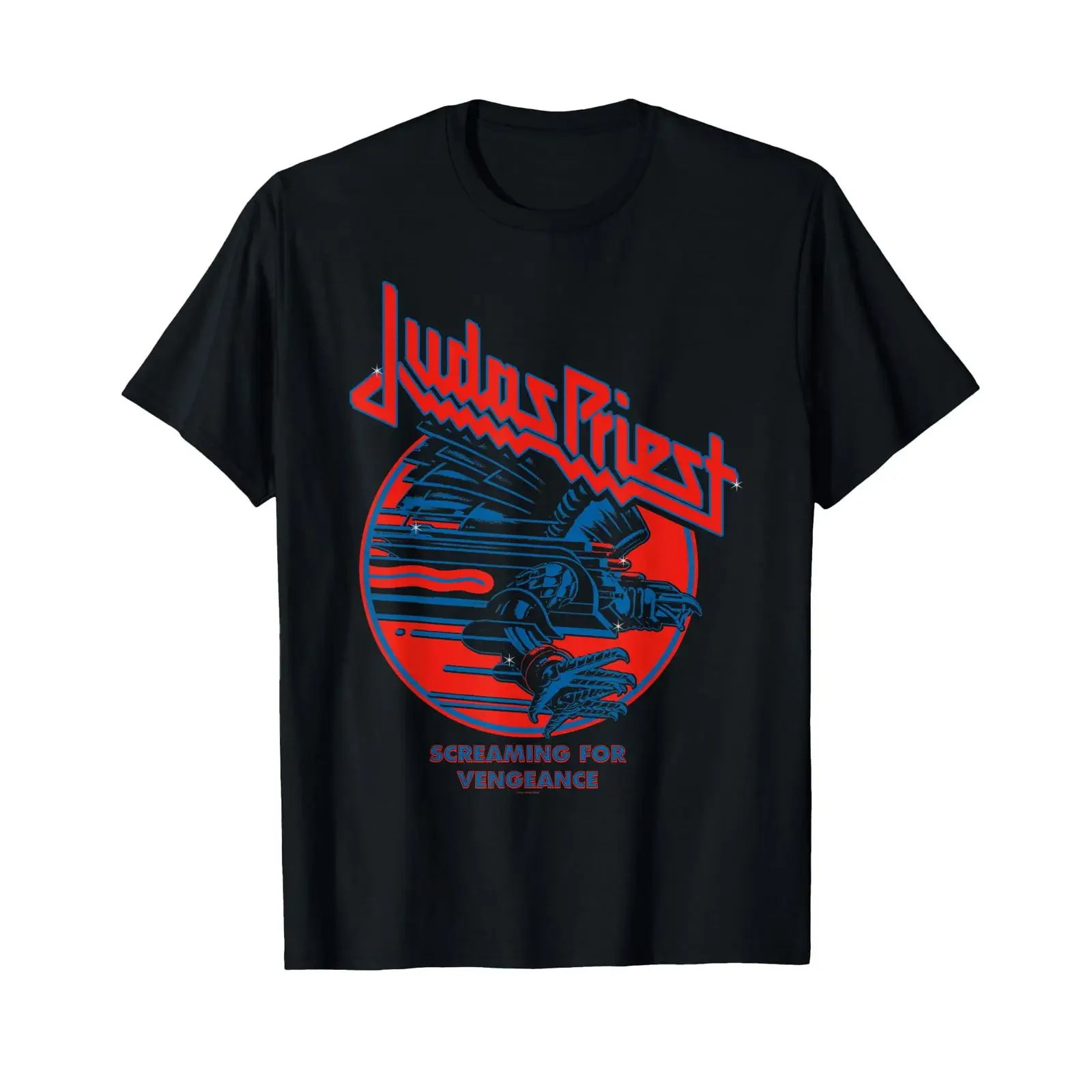 Judas Priest Screaming For Vengeance Blue Eagle T Shirt black vintage Washed Soft Top For Everyday Wear streetwear Versatile