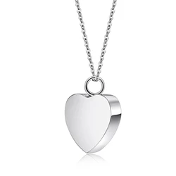 Small Heart Cremation Urn Necklace Carved Locket for Ashes Stainless Steel Memorial Ash Pendant Keepsake Jewelry