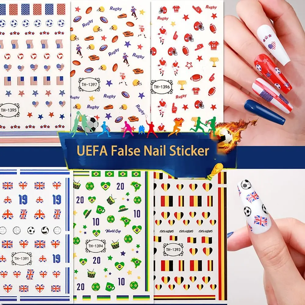 Fashion Soccer Soccer Nail Art Stickers Flag Manicure Decor Gel Nail Stickers INS Style Flag Nail Sticker Party Decor