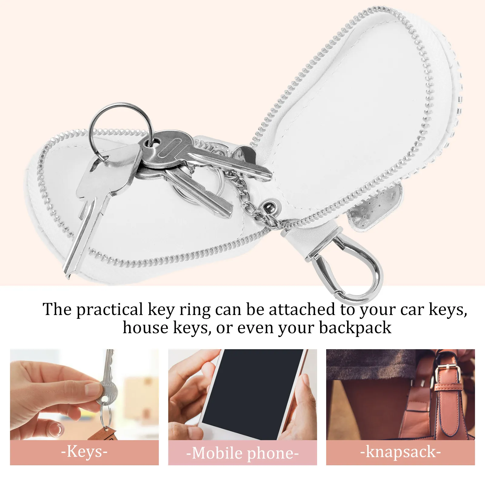 Bling Rhinestone Car Key Case Zipper Closure Scratch Protection Lightweight Portable Key Holder Pouch for Car Keys House Keys