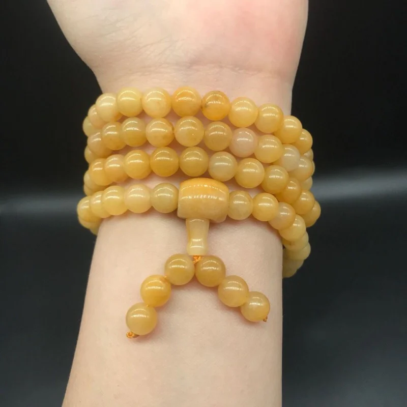 

seed material new model golden silk jade yellow with 108 beads, 4-lay wrap bracelet