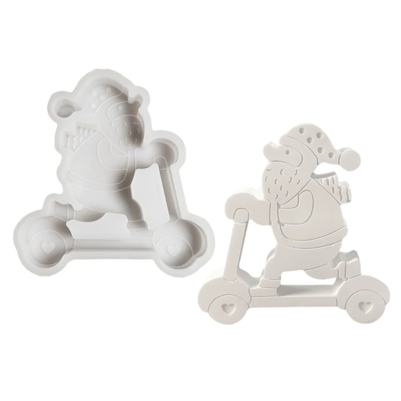 Versatile Home Decoration Silicone Mold Santa Riding Scooter Ornament Mould