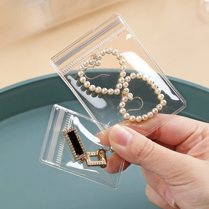 Transparent PVC Self Seal Jewelry Bags Clear Plastic Ziplock Pouches for Earrings Bracelets Jewelry Display Storage Packaging