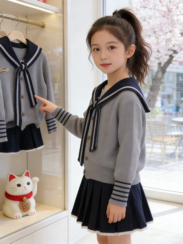 

Весенняя новинка: Уютный полосатый комплект-двойка для девочек – милый повседневный костюм из хлопка с длинным рукавом и кардиганом.