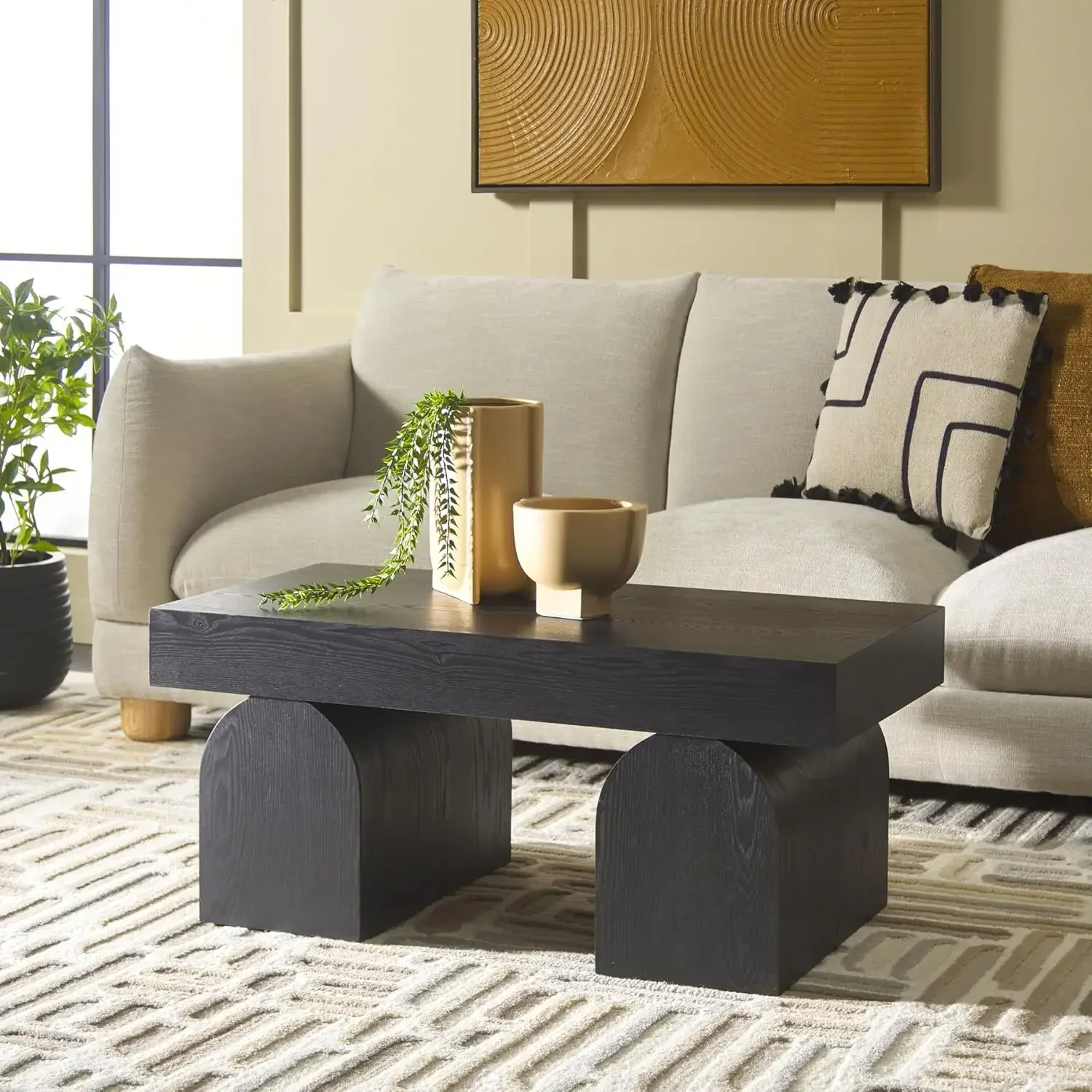 

Mid-Century Modern Okashu Black Coffee Table , Fully Assembled